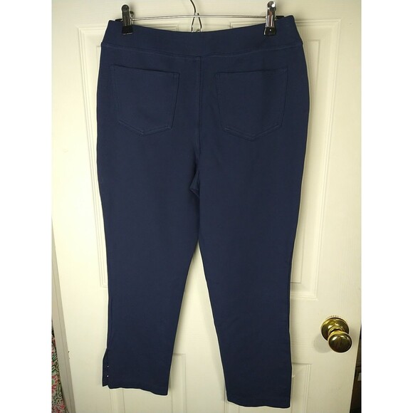 Belle By Kim Gravel Woman 10 Blue Flat Pants Pockets Gold Button Ankle... - Picture 8 of 8